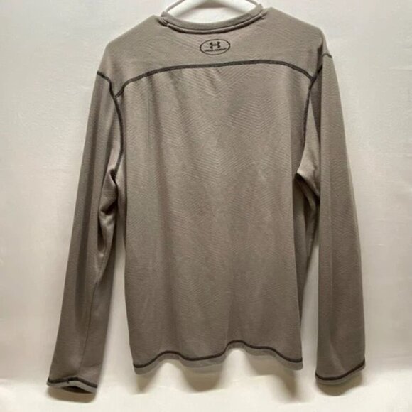 Under Armour Long Sleeve Thermal Men's Large Green Outdoors Moose Logo Knit Tee - Picture 2 of 8